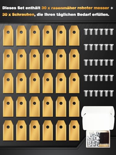Donluhu 30 Stück Titan-Klingenmesser, Roboter-Rasenmähermesser für alle Husqvarna Automower Gardena Roboter-Rasenmähermesser