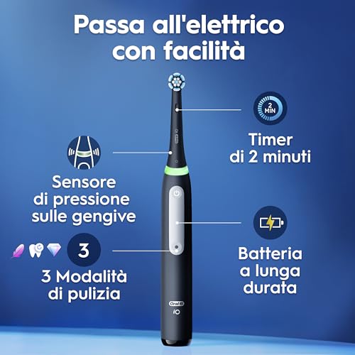 Oral-B Spazzolino Elettrico Ricaricabile iO 3N Nero, 1 Testina Di Ricambio, 1 Spazzolino Elettrico Oral B + 1 Dentifricio Gengive & Smalto Pro-Repair Classico 75ml - Immagine 2