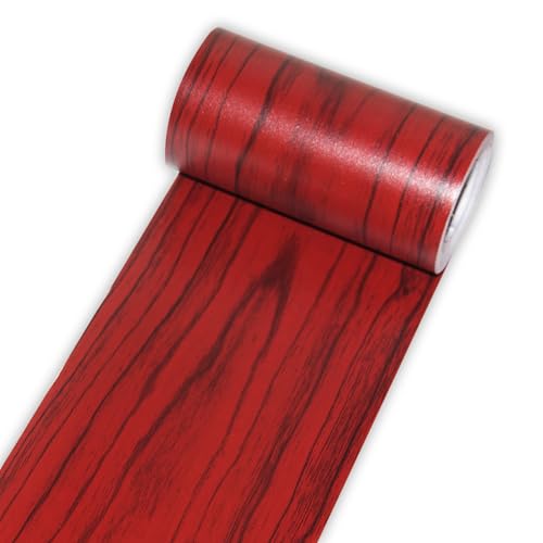 Image of 1 Roll 4 Inch X 32 ft Wood Grain Tape,Wood Contact Paper Self Adhesive Repair Patch for Furniture, Tables, Chairs, Windows, Floors, Home Decor, Handicraft DIY (Red)