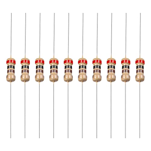 YOKIVE 100uds Carbono Película Resistores, 1/4W 200 Ohm 5% Tolerancias Resistor, Bueno para Bricolaje Proyectos Electrónicos (4 Colores Banda, 1,77 x 0,09 Pulgadas)