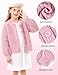 Yimoon Girls Cardigan Button Down Chunky Knit Sweaters Cute Long Sleeve Open Front Cardigan Fall Outerwear(Pink-11Y)