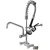 YooGyy Commercial Sink Faucet with 4 to 8 Inch Adjustable Wall Mounted Center 26’’ Height Pre-Rinse