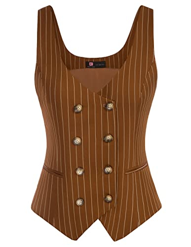 Kancy Kole Women Tuxedo Vest Vintage Waistcoat Fashion Dressy V Neck Casual Formal Suit Vest Stripe Xl #TOP10