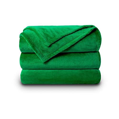 Image of NANPIPER Fleece Blankets Super Soft Flannel King Size Blanket for Bed Luxury Cozy Microfiber Plush Fuzzy Blanket,Emerald Green