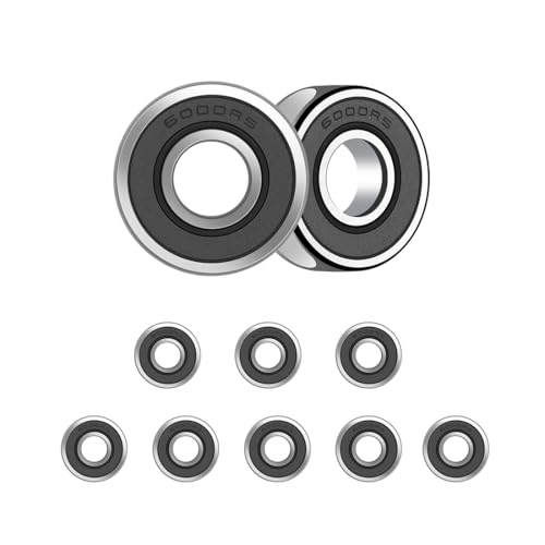 ANGEEK 10 Stück 6000-2RS Kugellager 10 mm x 26 mm x 8 mm,Vorgeschmiert,Doppeldichtung, 6000RS Rillenkugellager