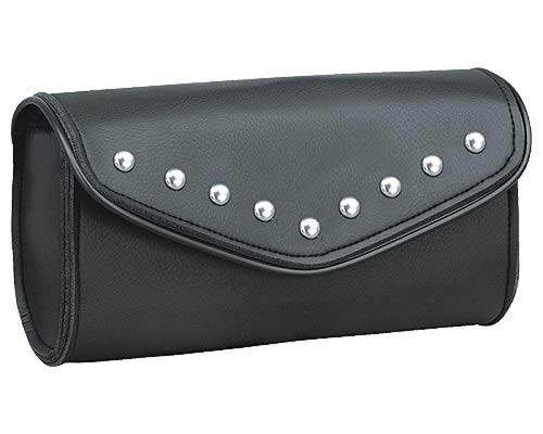 The Nekid Cow | Black PVC Leather Motorcycle 10" Windshield Bag with Strong Closure for Motorcycles and Power -Sport Bikes (Velcro)