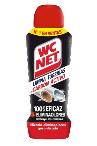¿Tuberías con malos olores? Wc Net Limpia Tuberías con Carbón activo es la solución. Disuelve cabellos y restos de jabón. 700ml