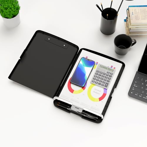 Hongri Clipboard with Storage with Pen Holder, Folder Nursing Clip Board 8.5 x 11 Foilo-Side Opening, High Capacity, Light Weight for Teachers, Classroom. Size 14 x 9.6 x 1.2 in(Bl image 7