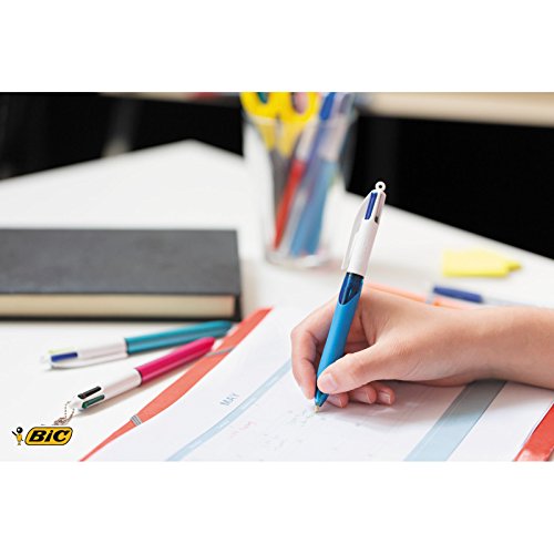 BiC 4 Colour Grip - Paquete de 3 bolígrafos, tinta de 4 colores