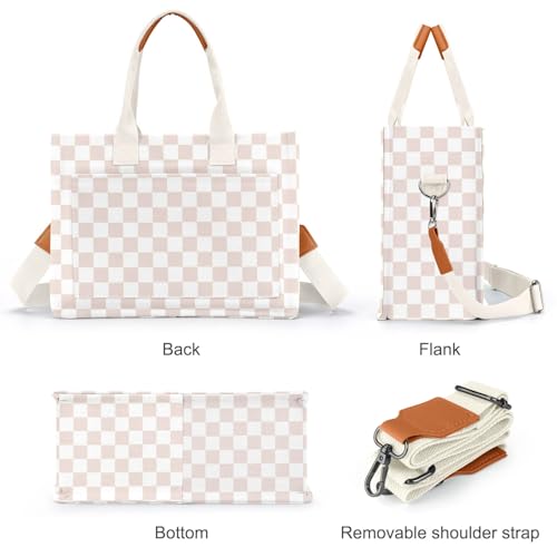 Image of Canvas Tote Bag for Women with Pockets Crossbody Bag Tote Shoulder Handbags Casual Work Bags Everything Tote Bag