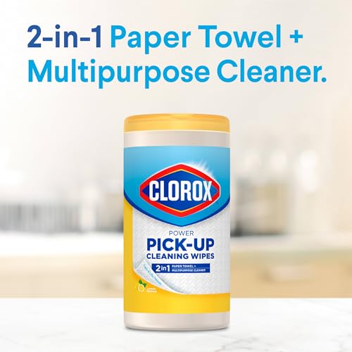 Clorox Power Pick-Up Cleaning Wipes, Lemon Verbena, 75 Paper Towel Wipes, Pack of 3 (Pack May Vary)