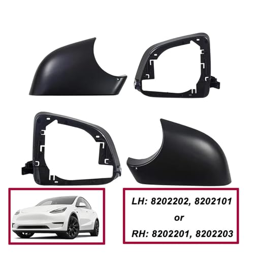 Mirror cover Tesla Model Y coques protectrices clipsables noir mat
