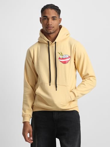 Image of Veirdo Cotton Fleece Regular Fit Hooded Sweatshirt Lastest Back Graphic Printed Winter Hoodies for Men (Available Colors: Marine Green, Marshmellow, Black, SOYA Bean, Orange & Blue)
