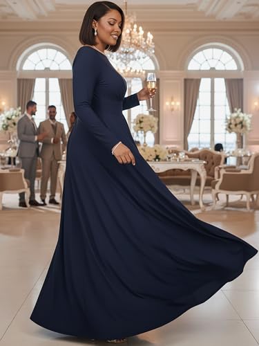 Image of KOH KOH Womens Long Sleeve Flowy Empire Waist Fall Winter Maxi Dress Gown