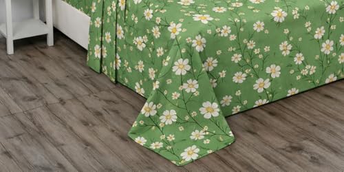 Image of BSB HOME Double Bedsheet 144 TC Microfiber with 2 Pillow Covers | Smooth, Lightweight & Quick-Dry Bed Sheet Set | Comfortable Bedding for Home, Guest Room & Daily Use - Daisy Meadow