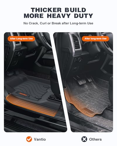 Image of Floor Mats for Dodge RAM 1500 2500 3500 Crew Cab 2013-2018 & RAM 1500 Classic 2024 2023-2019 Crew Cab, 4 Full Size Doors Custom Fit TPE All Weather Liners, Heavy Duty Anti-Slip Truck Mats