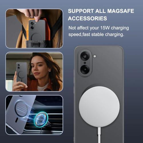 Image of DIZORO Matte Case for Samsung Galaxy M06 Compatible with MagSafe, Camera Lens Full Protection, Shockproof Translucent Frosted TPU Soft Phone Cover, Anti-Fingerprint (Black)