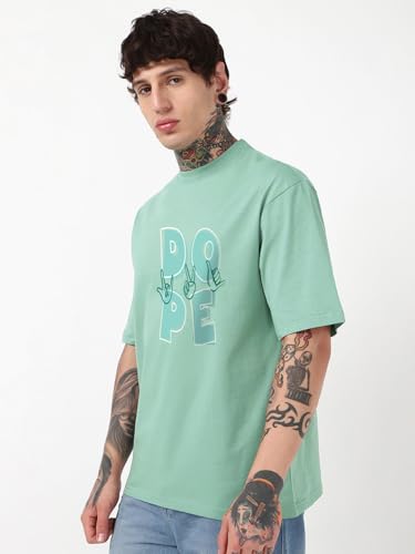 Image of Bewakoof Men's Graphic Print Oversized Fit T-Shirt