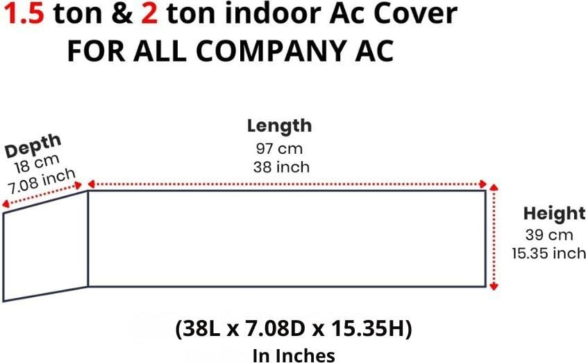 Image of Cotton Net Split AC Cover Indoor Unit for 1.5 Ton Capacity AC, Premium Work Indoor AC Dust Protection Cover Designer Summer Ac Cover for 1.5 Ton Ac (38 X 15.35 X 7.8 inch, Peach)