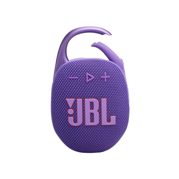 JBL Clip 5 - Ultra-Portable, Waterproof & Dustproof Bluetooth Speaker, Big Pro Sound with Punchy bass, Integrated Carabiner, Up to 12 Hours of Play, Made in Part with Recycled Materials (Purple)