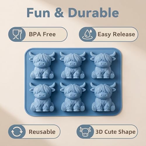 Molde de silicona para cubitos de hielo 3D vaca miniatura 5
