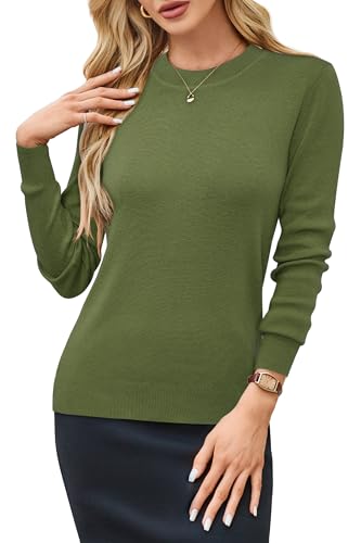 Image of Arach&Cloz Women's Wool Blend Classic Crew Neck Casual Fall Sweaters