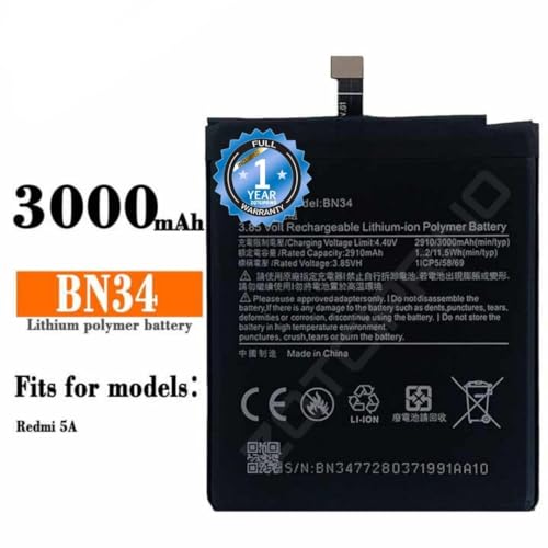 Image of Original BN34 Battery for Redmi 5A / 5A / MCG3B / MCI3B / Battery with 1 Year Warranty ****(B134)