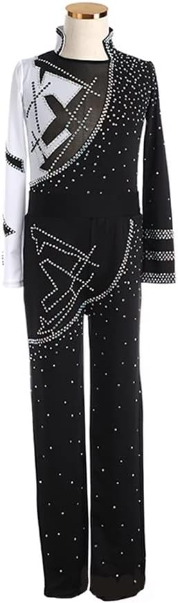 Fashion Flash Drilling Figure Skating Clothes Boys Ice Skating Training Suits Adult Skate Practice Wear (Color : Black Size : XX-Large) (Black X)