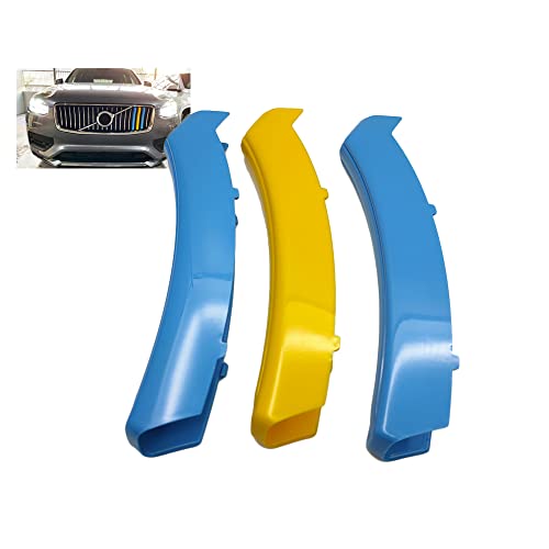 Hibeyo Front Grille Cover Strips Clip Trim For Volvo Xc90 2020 Car Front Grille Insert Trims Tri-Colored Front Center Kidney Grilles Cover -Blue Yellow Blue #TOP23