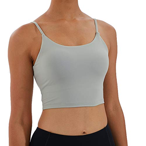 Image of Women's Strappy Stretch Sports Bra Longline Yoga Tank Top Fitness Bra Workout Camisole Crop Tops for Teen Girl