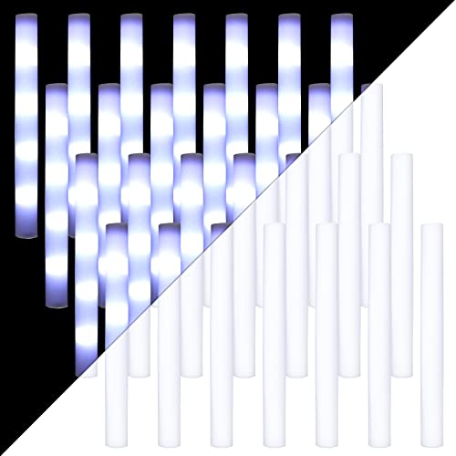 Bâtons lumineux LED pour mariage et festival | Lot de 50 mousse blanche