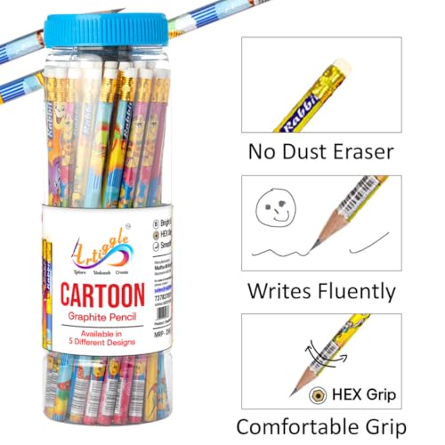 Image of Pencils | Super Fun Unicorn & Space Cartoon Theme Dark Lead Pencils for Kids | HB Writing Pencils for Girls & Boys | School & Return Gift Stationery. (Cartoon Pencil (50))