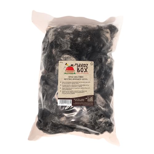 Seedzbox 300g Natural Bird Nesting Wool Untreated Garden Nesting Material for Wild Birds British Dark Herdwick Raw Wool Biodegradable & Plastic Free