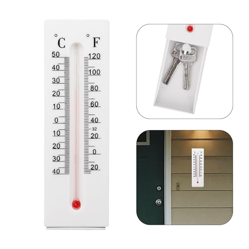 SEWACC 2er Set Schlüsselversteck Thermometer - Weiße Outdoor Schlüsselbox Für Garten