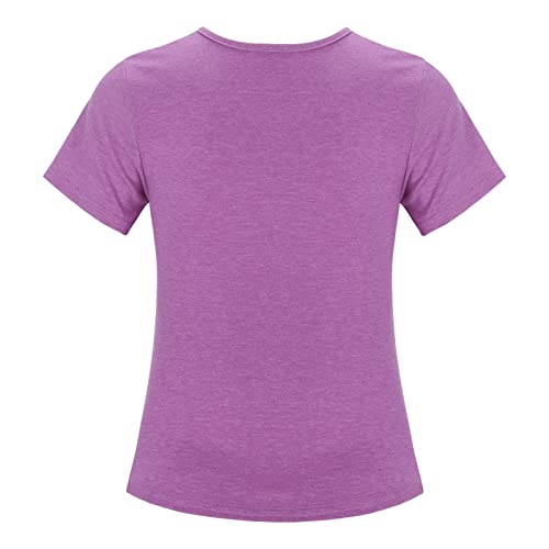 Girl's Solid Short Sleeve T Shirts Crewneck Loose Fit Knot Front Plain Shirt Tunic Tops Summer Casual Blouses4