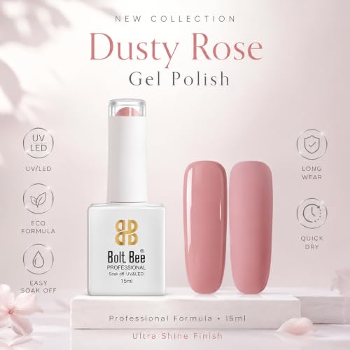 Image of BOLT BEE 15ML Gel Nail Polish 1Pc Clear Pink Glitter Nail Polish Soak Off UV LED Nail Gel Polish Nail Art Starter Manicure Salon DIY at Home, 0.5 OZ (1) (119)