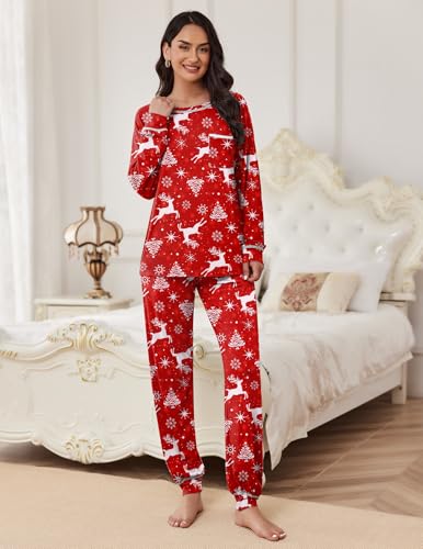 Image of Ekouaer Pajamas Set for Women Soft Comfy Pjs Sets Long Sleeve Sleepwear Loungewear S-XXL