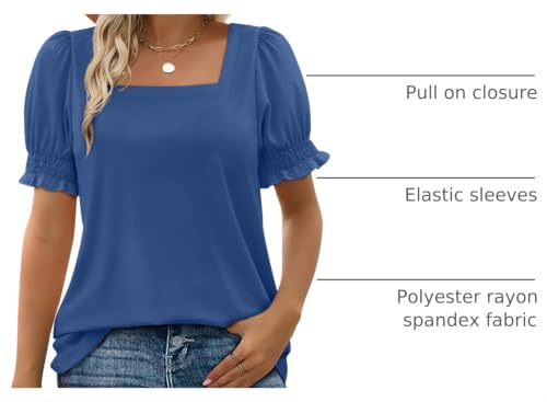 Image of WIHOLL Tops for Women Summer Casual Ruffle Trim Sleeve Square Neck T Shirts