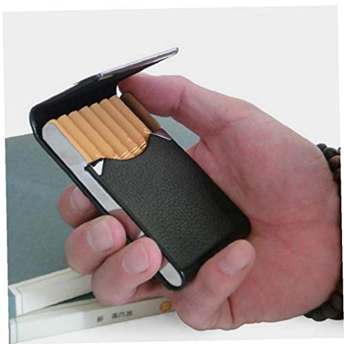 Preisvergleich Produktbild Romote 1PC Aluminium Zigarre Zigarettenetui Tabak-Halter-Taschen-Kasten-Speicher Container Edelstahl PU-Karte Rauchergehäusezubehör Schwarz