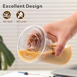 AOZITA 100 Pack - 16 oz Clear Plastic Cups with Lids and Straws, Food Safe Disposable Iced Coffee Cups for Cold Beverages, Smoothies, Iced Coffee, Leak-Proof, BPA-Free