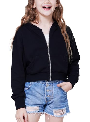 Amazon.com: WULFUL Girls Casual Zipper up Sweatshirts Crop