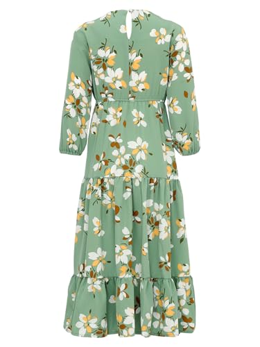 Robe à ourlet froncé imprimé fleuri coupe fluide taille haute - 4