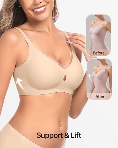 Wireless Bras for Women No Underwire Seamless Push Up Full Coverage Supportive Womens Bralettes Everyday Bra - Image 3