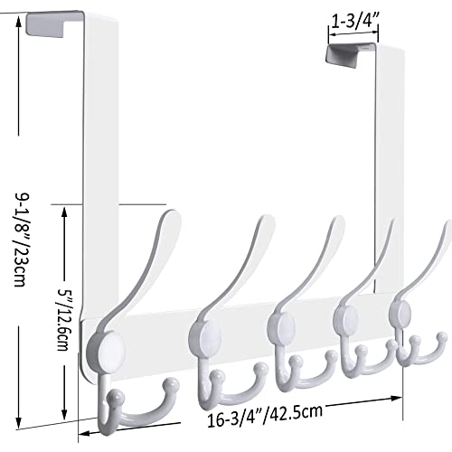 Webi Over The Door Hook Door Hanger Hook Rack With 5 Tri Hooks For Hanging Coats, Over The Door Towel Rack Towel Hanger Door Coat Hanger Over Door Coat Rack For Bathroom,Behind Back Of Door,White #TOP5