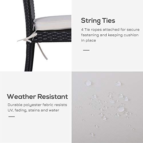 Outsunny Set of 6 Chair Cushion Seat Pads Dining Chair w/Straps Indoor Outdoor Removable Tie On Garden Patio Cream White - Cosy Home Interiors Outsunny Set of 6 Chair Cushion Seat Pads Dining Chair w/Straps Indoor Outdoor Removable Tie On Garden Patio Cream White - Image 5