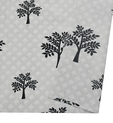 Image of Printed Tree 2 Piece Polyester Home & Living Room Eyelet Door Curtain - 7 Feet, Grey