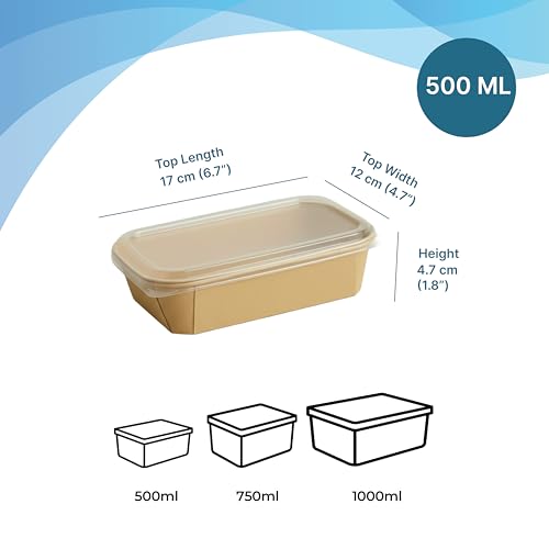 Image of Disposable Containers For Food with Lids | Rectangular Meal Prep Containers & Take Out Box | Microwave & Fridge Safe Food Storage Containers, Food Packing Box For Kitchen - 500ml, 200 Pack