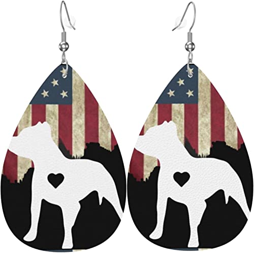 Leather Dangle Earrings Love Pitbull Women Girls Aesthetic Teardrop Earrings Halloween Jewelry Earrings Gift #TOP29