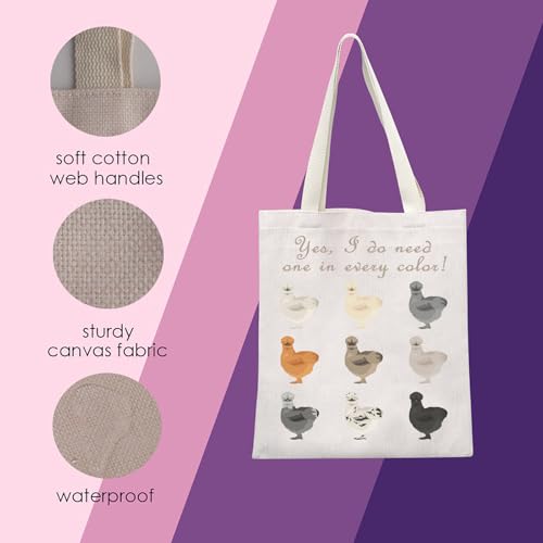 Bolso tote divertido con diseño de gallina Silkie, regalo para dueños y amantes de las gallinas Silkie, para agricultores miniatura 4