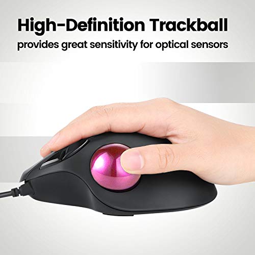 Image of Perixx PERIPRO-303 X2D Replacement Trackball Set of 2 PERIMICE-517 /717 /520 /720 Compatible with Logitech M575 /M570 and Elecom Trackball Mouse - Polished Finish - Black and Pink 2 Color Set